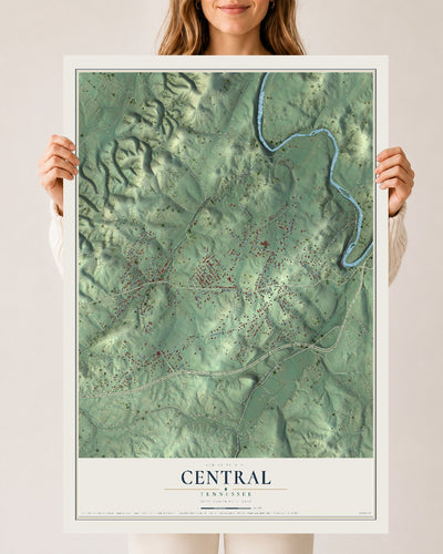 Map of Central, Tennessee, 24 x 36 inch unframed archival matte print