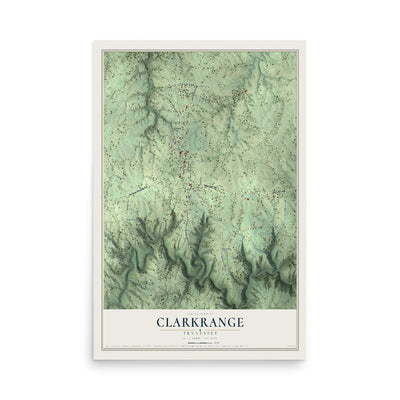 Map of Clarkrange, Tennessee, 12 x 18 inch unframed archival matte print