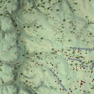 Second close-up of the map of Clarkrange, Tennessee print showing more streets and buildings