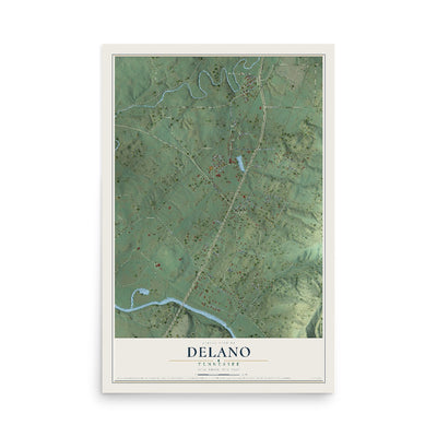 Map of Delano, Tennessee, 12 x 18 inch unframed archival matte print