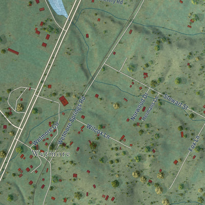 Close-up of the map of Delano, Tennessee print showing street and building detail