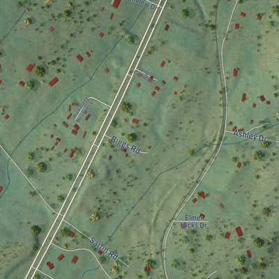 Second close-up of the map of Delano, Tennessee print showing more streets and buildings