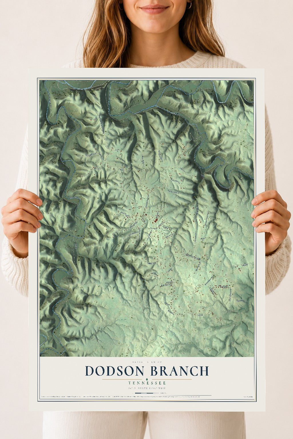 Map of Dodson Branch, Tennessee, 18 x 24 inch unframed archival matte print