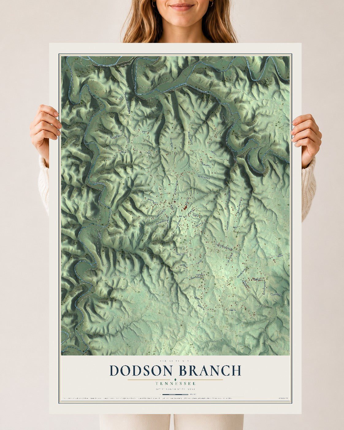 Map of Dodson Branch, Tennessee, 24 x 36 inch unframed archival matte print