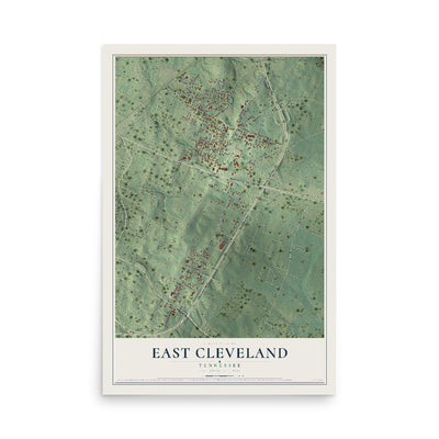 Map of East Cleveland, Tennessee, 12 x 18 inch unframed archival matte print