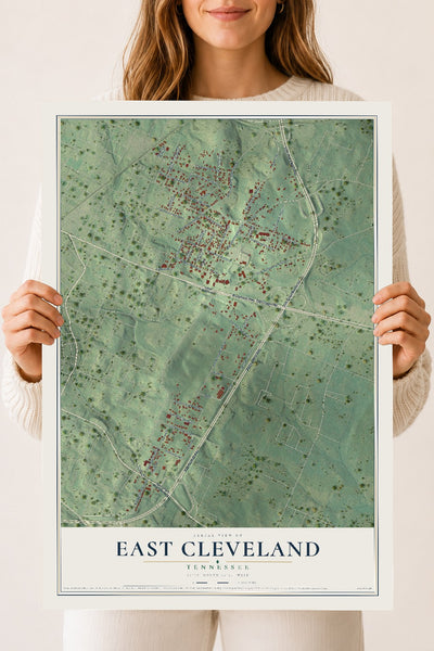 Map of East Cleveland, Tennessee, 18 x 24 inch unframed archival matte print