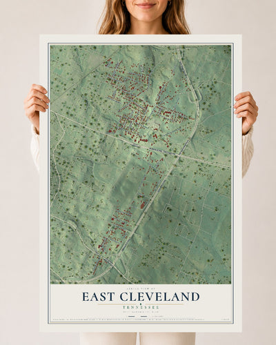 Map of East Cleveland, Tennessee, 24 x 36 inch unframed archival matte print