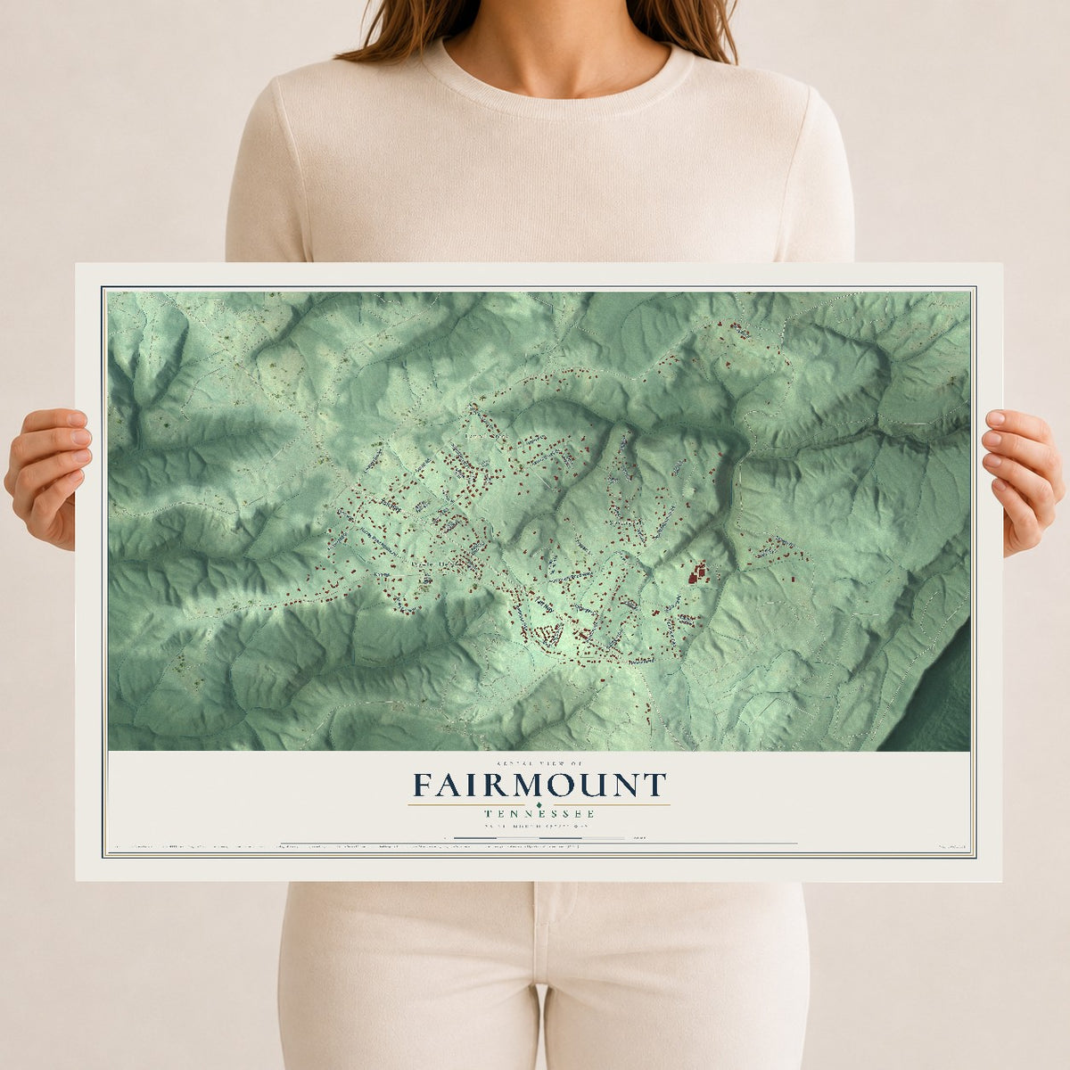 Map of Fairmount, Tennessee, 12 x 18 inch unframed archival matte print