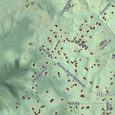 Second close-up of the map of Fairmount, Tennessee print showing more streets and buildings