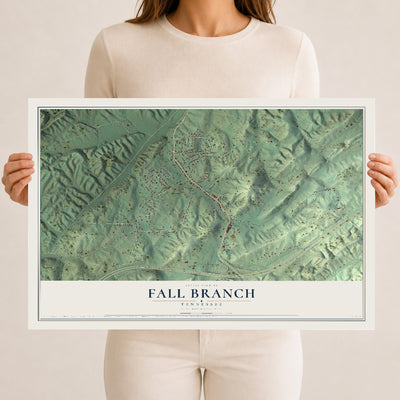 Map of Fall Branch, Tennessee, 12 x 18 inch unframed archival matte print