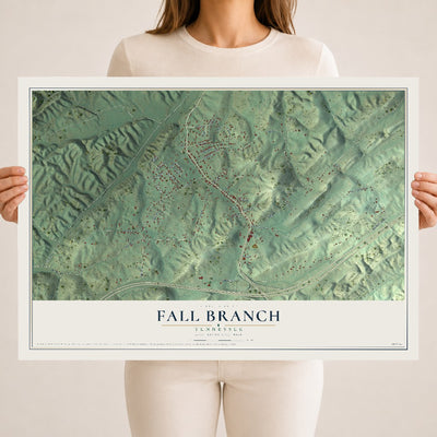 Map of Fall Branch, Tennessee, 18 x 24 inch unframed archival matte print