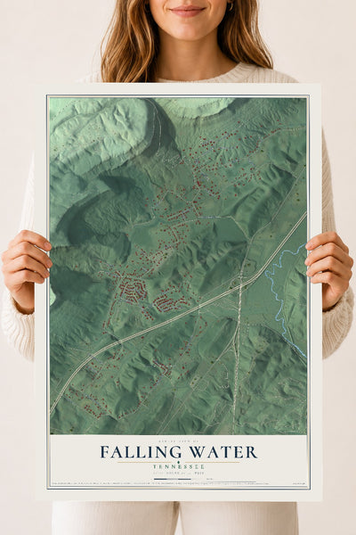 Map of Falling Water, Tennessee, 18 x 24 inch unframed archival matte print