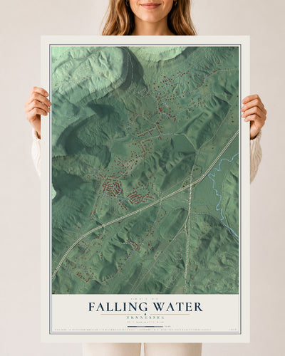 Map of Falling Water, Tennessee, 24 x 36 inch unframed archival matte print