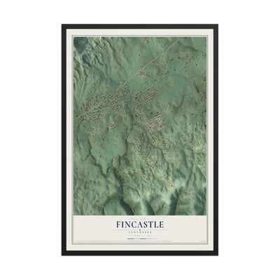 Map of Fincastle, Tennessee, 12 x 18 inch print in a black wood frame