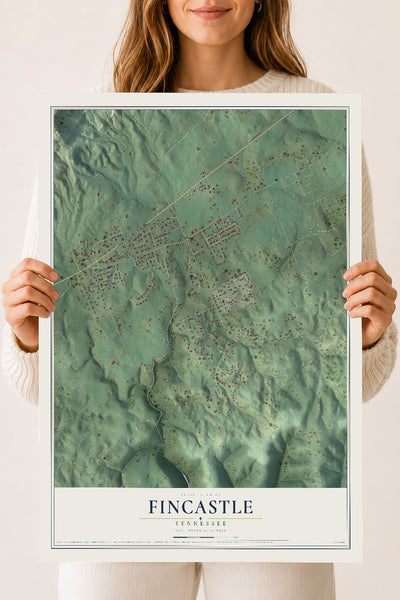 Map of Fincastle, Tennessee, 18 x 24 inch unframed archival matte print