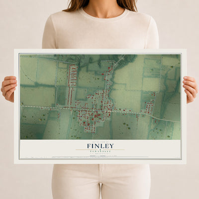Map of Finley, Tennessee, 12 x 18 inch unframed archival matte print