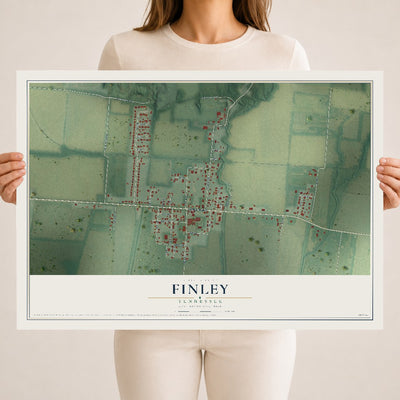 Map of Finley, Tennessee, 18 x 24 inch unframed archival matte print
