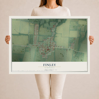 Map of Finley, Tennessee, 24 x 36 inch unframed archival matte print