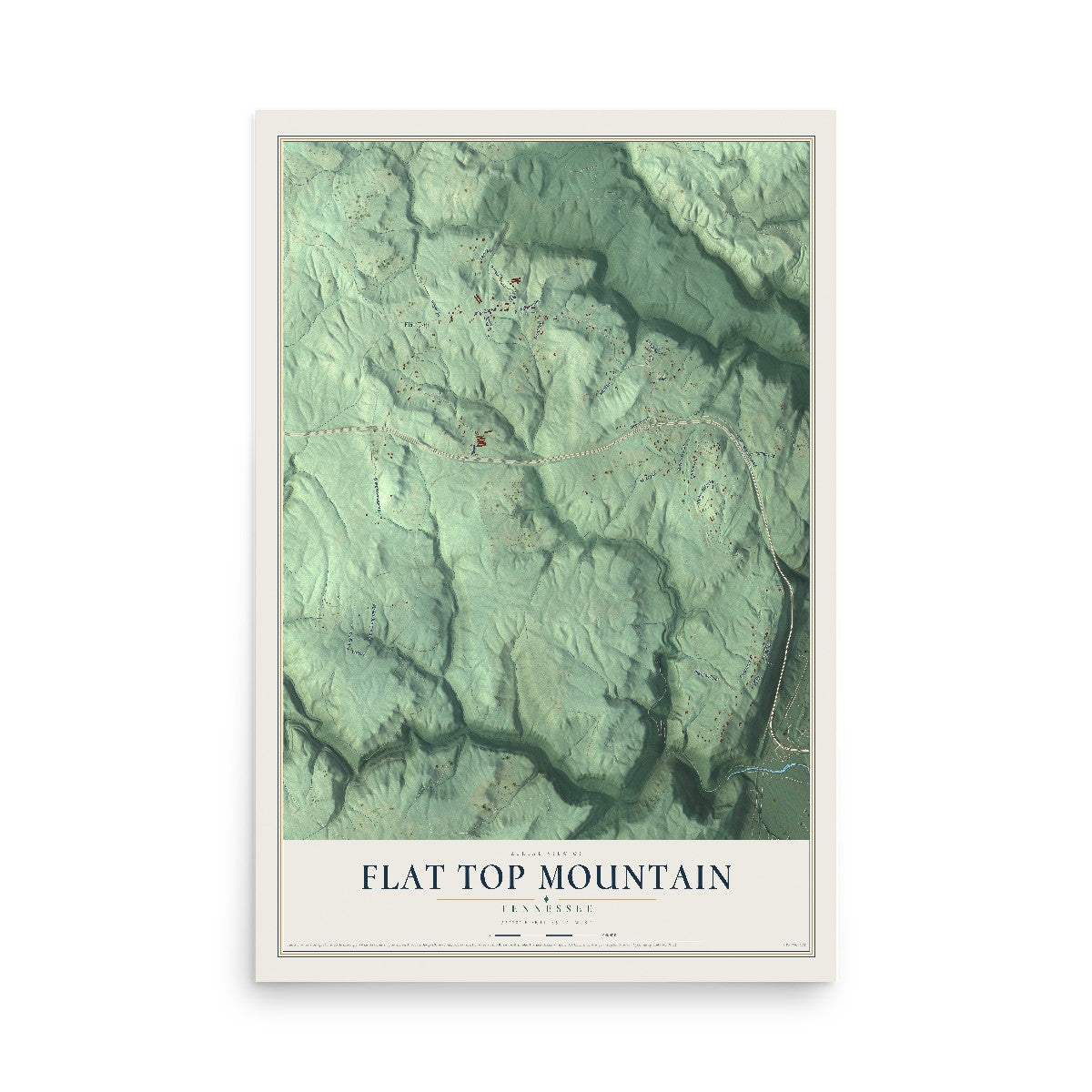 Map of Flat Top Mountain, Tennessee, 12 x 18 inch unframed archival matte print
