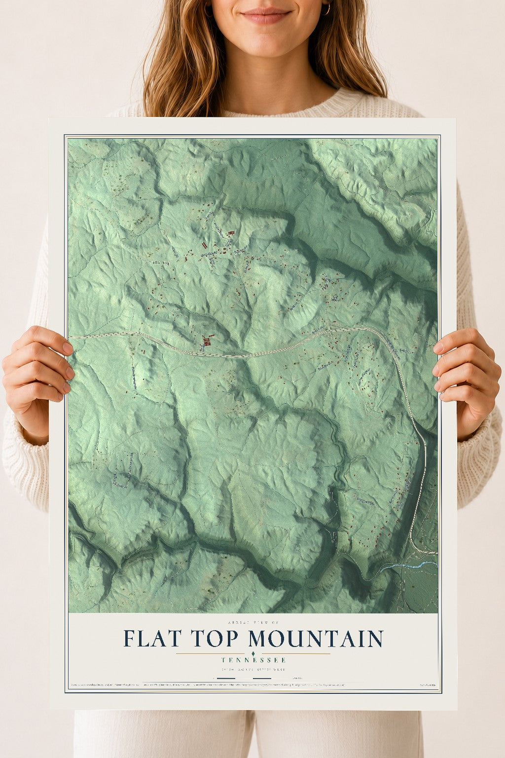 Map of Flat Top Mountain, Tennessee, 18 x 24 inch unframed archival matte print