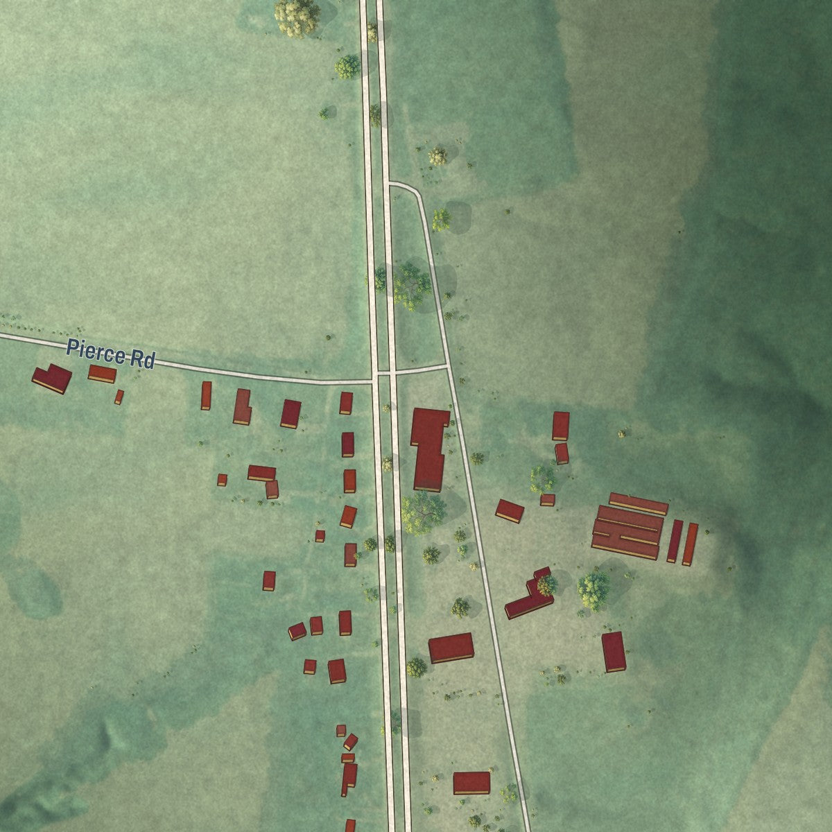 Second close-up of the map of Fowlkes, Tennessee print showing more streets and buildings