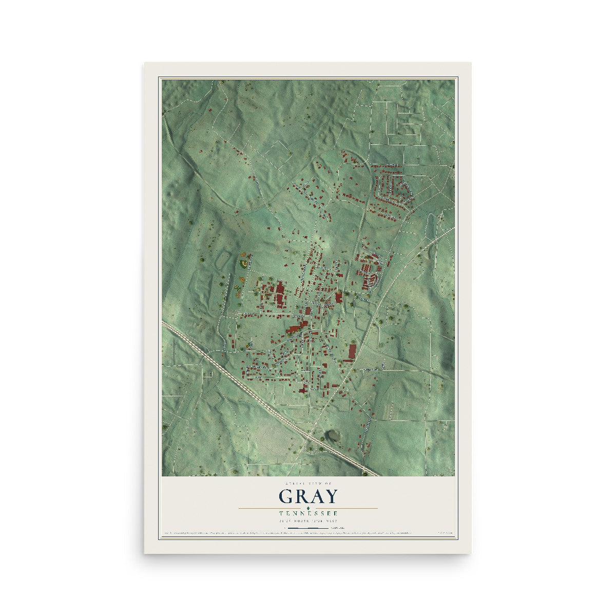 Map of Gray, Tennessee, 12 x 18 inch unframed archival matte print