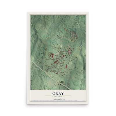 Map of Gray, Tennessee, 12 x 18 inch unframed archival matte print