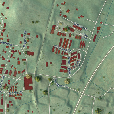 Second close-up of the map of Gray, Tennessee print showing more streets and buildings