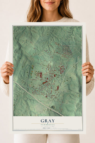 Map of Gray, Tennessee, 18 x 24 inch unframed archival matte print
