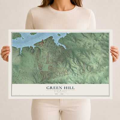 Map of Green Hill, Tennessee, 12 x 18 inch unframed archival matte print