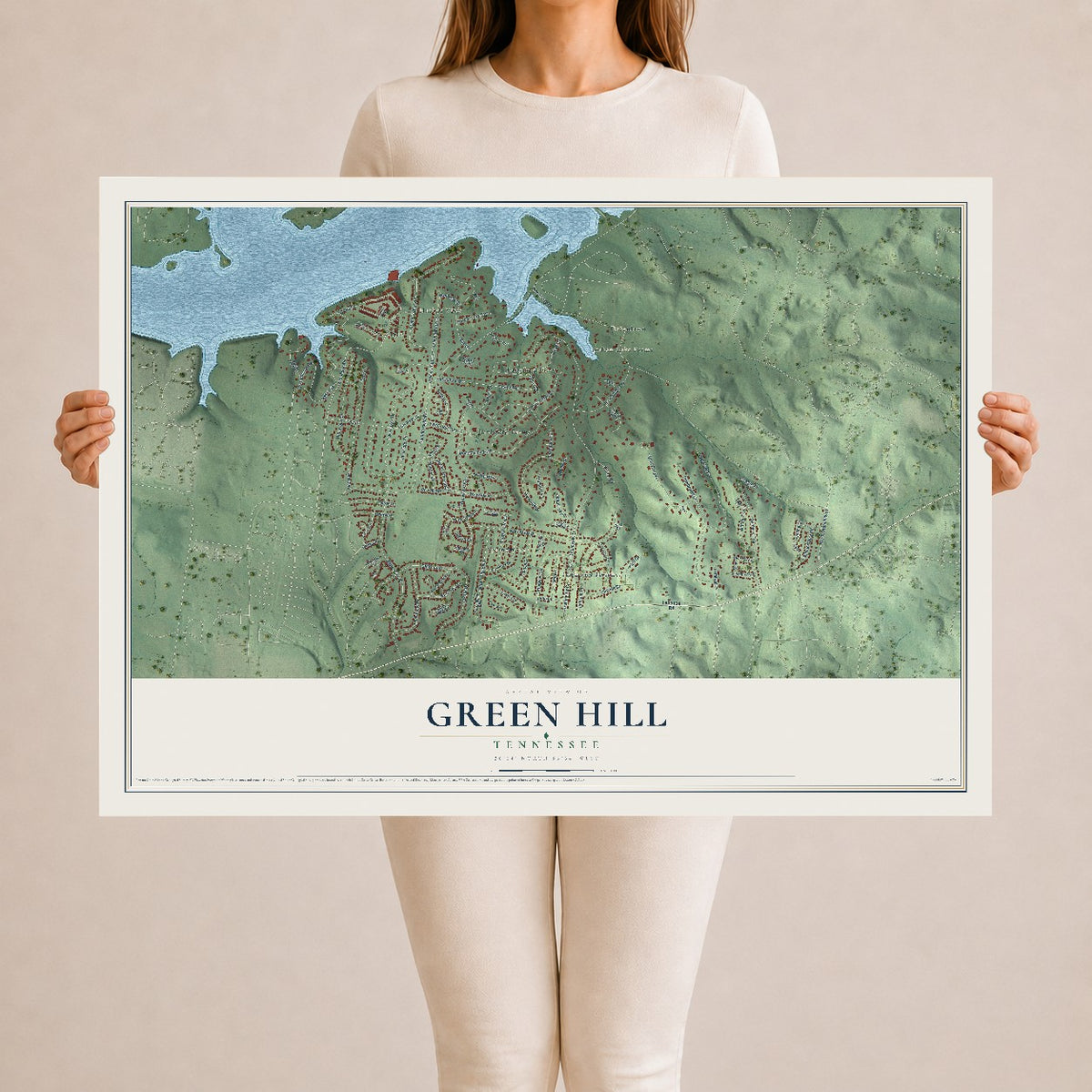 Map of Green Hill, Tennessee, 24 x 36 inch unframed archival matte print