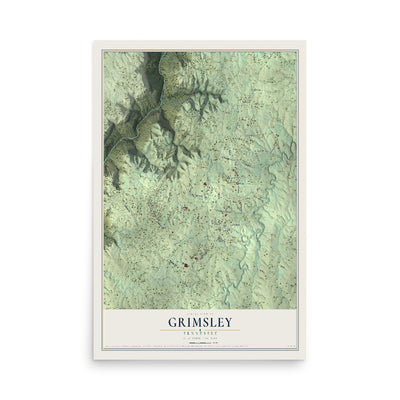Map of Grimsley, Tennessee, 12 x 18 inch unframed archival matte print