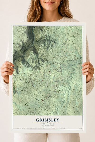 Map of Grimsley, Tennessee, 18 x 24 inch unframed archival matte print