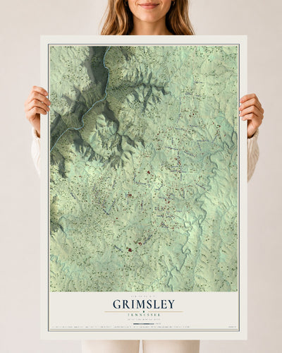 Map of Grimsley, Tennessee, 24 x 36 inch unframed archival matte print