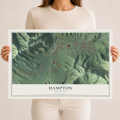 Map of Hampton, Tennessee, 12 x 18 inch unframed archival matte print