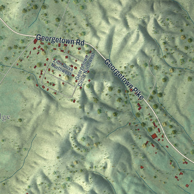 Close-up of the map of Hopewell, Tennessee print showing street and building detail