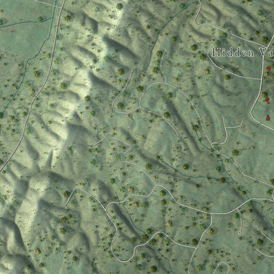 Second close-up of the map of Hopewell, Tennessee print showing more streets and buildings