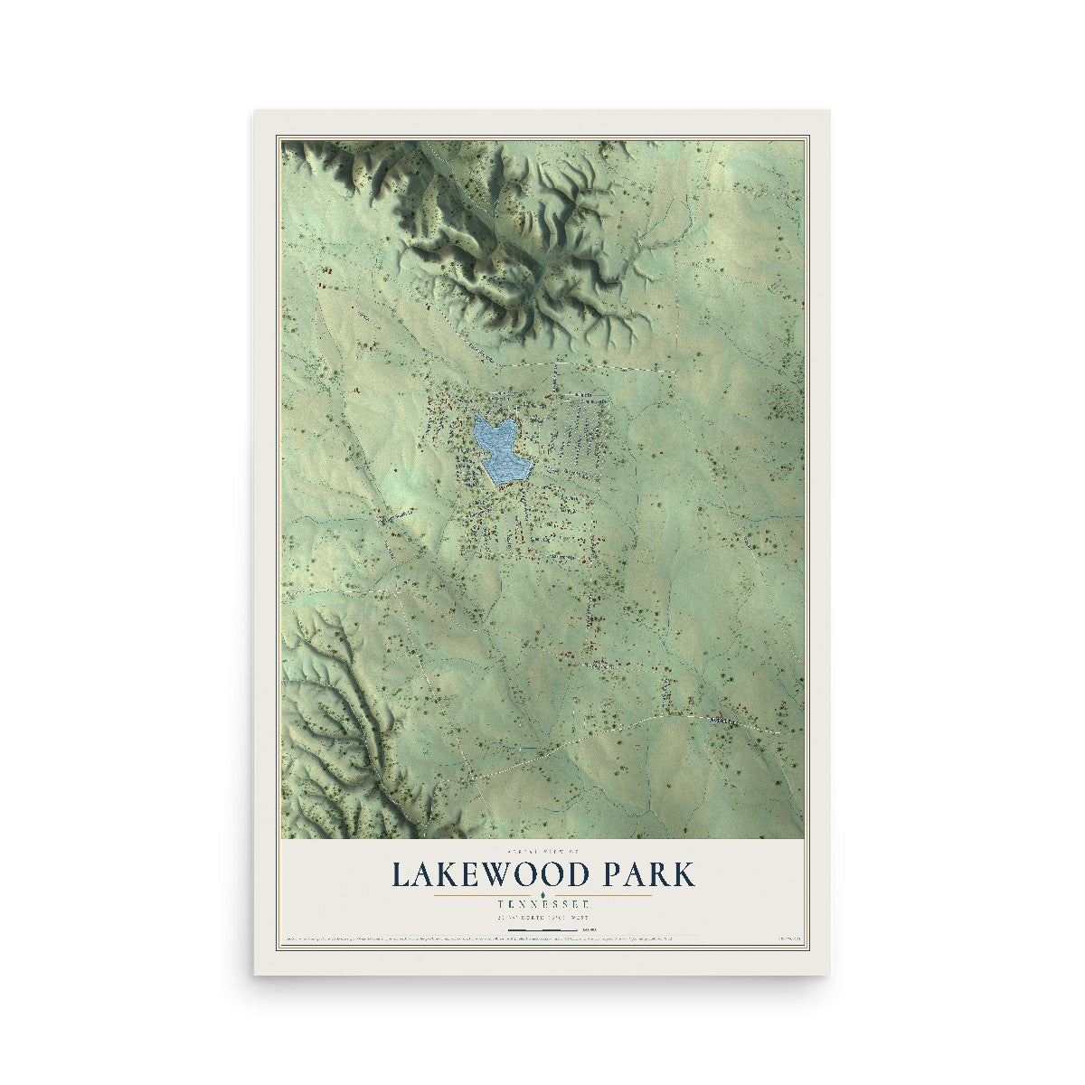 Map of Lakewood Park, Tennessee, 12 x 18 inch unframed archival matte print