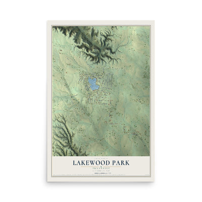 Map of Lakewood Park, Tennessee, 12 x 18 inch unframed archival matte print