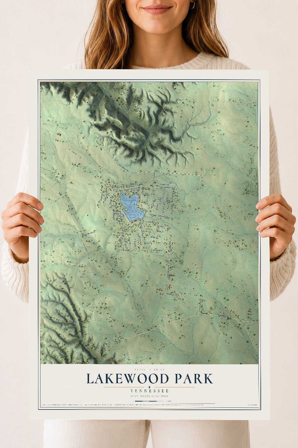 Map of Lakewood Park, Tennessee, 18 x 24 inch unframed archival matte print