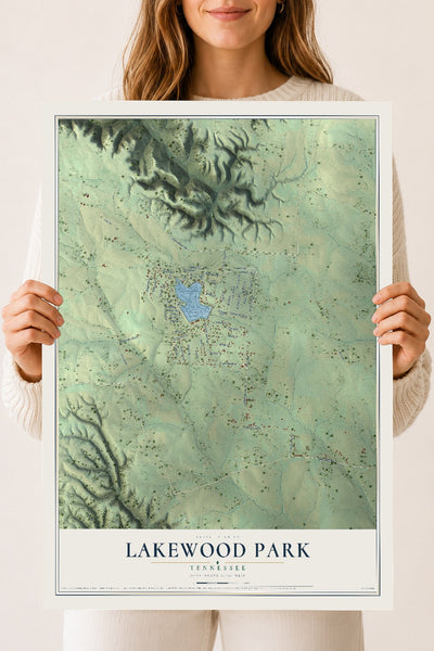 Map of Lakewood Park, Tennessee, 18 x 24 inch unframed archival matte print