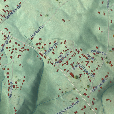 Close-up of the map of Lone Oak, Tennessee print showing street and building detail