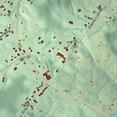Second close-up of the map of Lone Oak, Tennessee print showing more streets and buildings