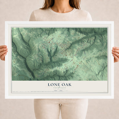 Map of Lone Oak, Tennessee, 18 x 24 inch print in a white wood frame