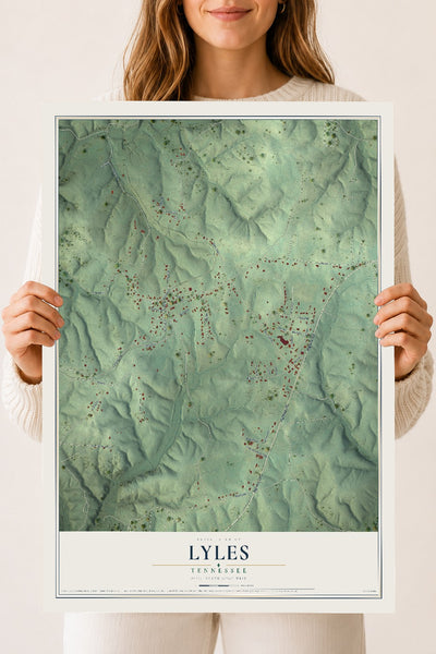 Map of Lyles, Tennessee, 18 x 24 inch unframed archival matte print