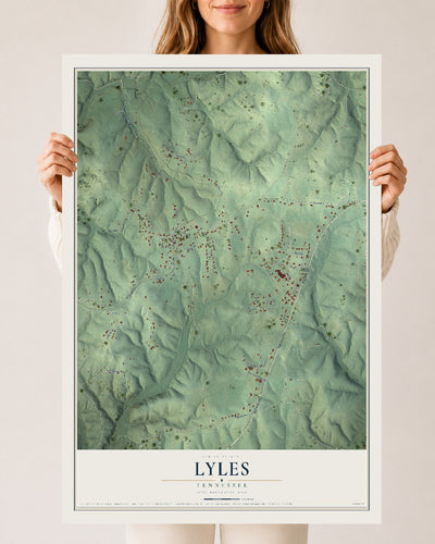 Map of Lyles, Tennessee, 24 x 36 inch unframed archival matte print