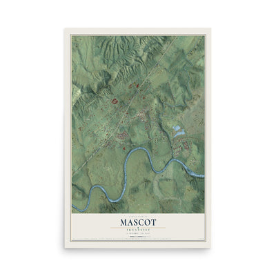 Map of Mascot, Tennessee, 12 x 18 inch unframed archival matte print