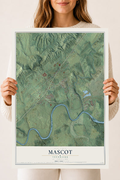 Map of Mascot, Tennessee, 18 x 24 inch unframed archival matte print