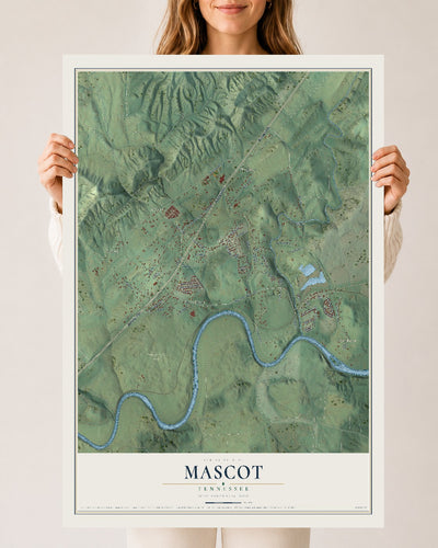 Map of Mascot, Tennessee, 24 x 36 inch unframed archival matte print