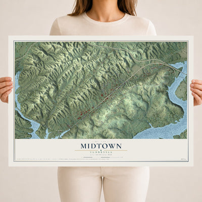 Map of Midtown, Tennessee, 18 x 24 inch unframed archival matte print